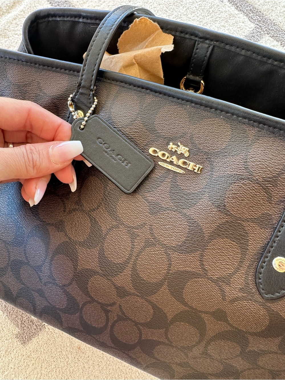 Coach Brown and Black Signature Tote - Picture 8 of 10
